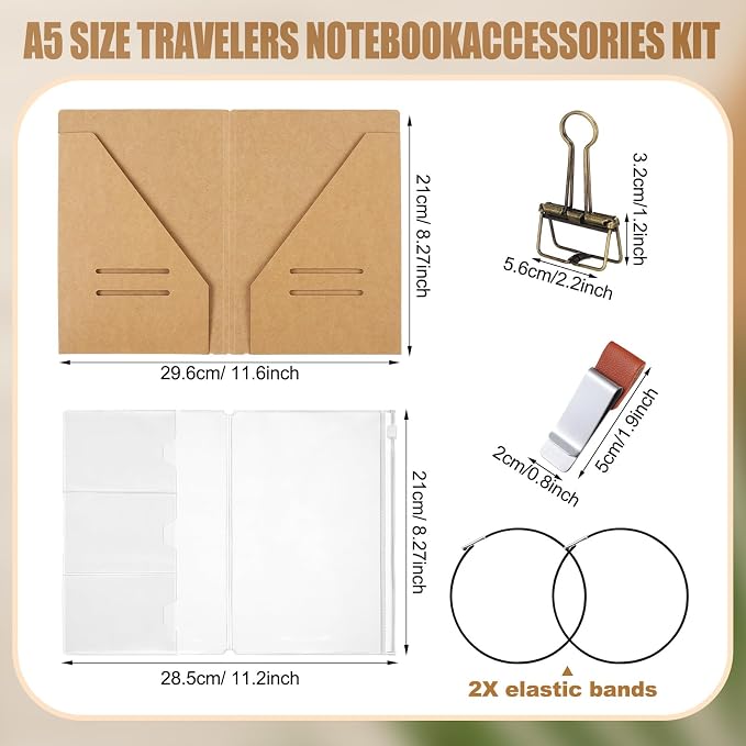 Travelers Journal Notebook Accessories Kit Include Travel Kraft File Folder - Image 2