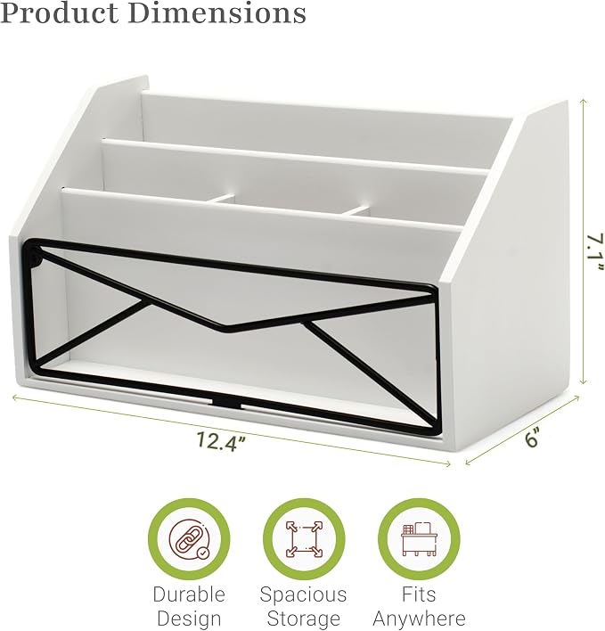 Prosumer's Choice Bamboo Desk Organizer – White Powder-Coated Natural Bamboo - Image 3