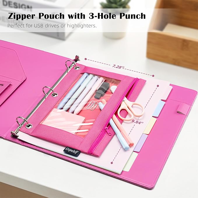 Ospelelf Glitter Leather Clipboard Binder 1 Inch, Magnetic Clipboard Folio - Image 5