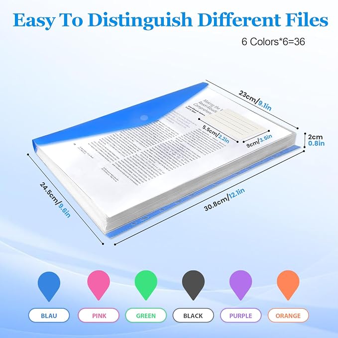 36 Pack Binder Folders with Pockets 11 Holes Expandable Dividers - Image 2