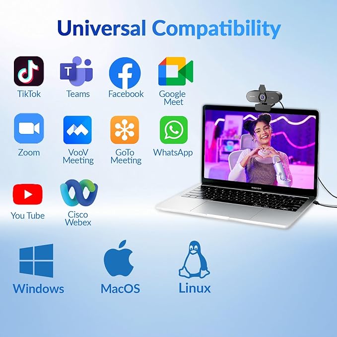 4K Webcam with Sony Sensor, PDAF Autofocus, 1080P@60FPS, 2 Noise Reduction Mics, Auto Light Correction, USB Plug&Play, Privacy Cover, 79°FOV, Streaming Camera for PC, Mac, Laptop, Video Calls