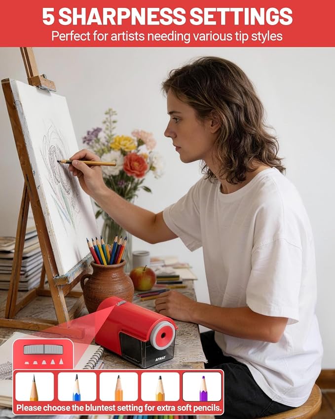 AFMAT Electric Pencil Sharpener, Fully Automatic Pencil Sharpener - Image 4