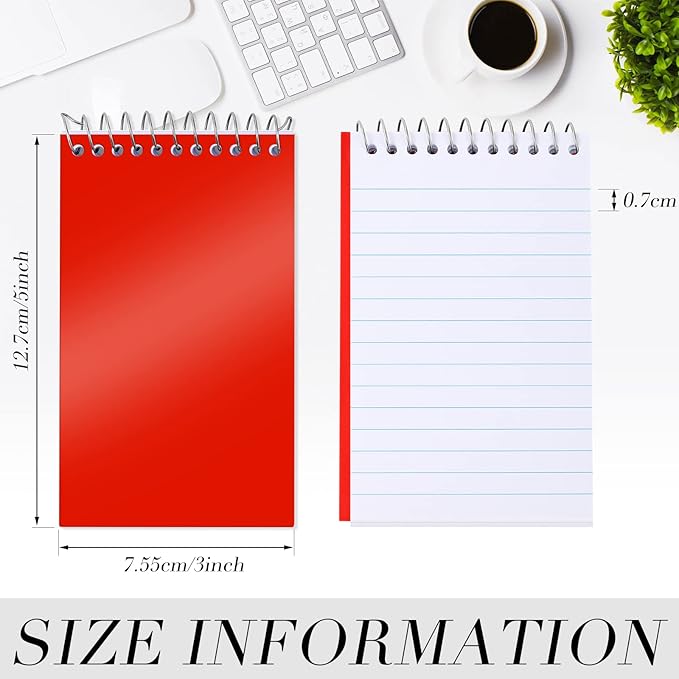 Leinuosen 100 Pcs Spiral Memo Pads 3x5 Inch 75 Sheets College Ruled Small Pocket Notebooks Little Mini Notepads Bulk Top Bound Lined Note Pads for Home School Office Travel Work (Bright Color)-DeskLoop Office