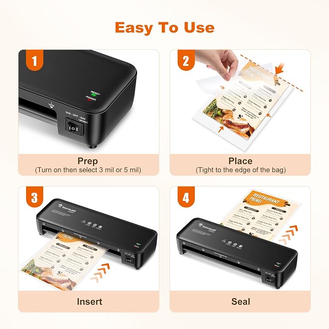 Bonsaii Laminator, 9 Inch 4 in-1 Thermal Laminator Machine Never Jam Technology - Image 3