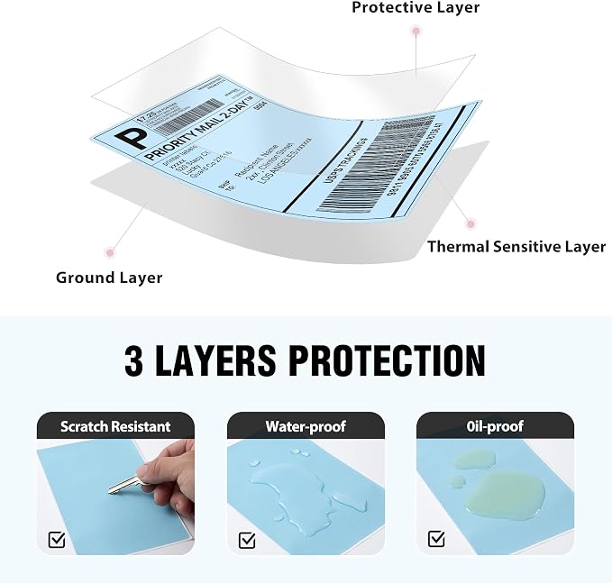 4"x6" Blue Direct Thermal Labels, 500 Fanfold Shipping & Address Label Paper - Image 3