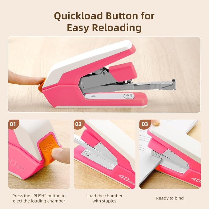 Deli Effortless Desktop Stapler, Heavy Duty Stapler, 40-50 Sheet Capacity - Image 6