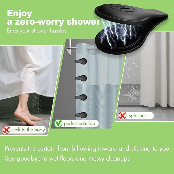 4-Pack Magnetic Silicone Shower Curtain Clips, Keep Liner Closed, one-hand - Image 3