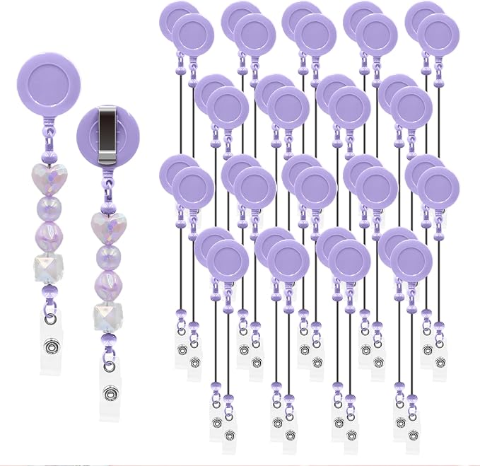 60pcs Purple Beadable Badge Reels Making Kits by Unknown