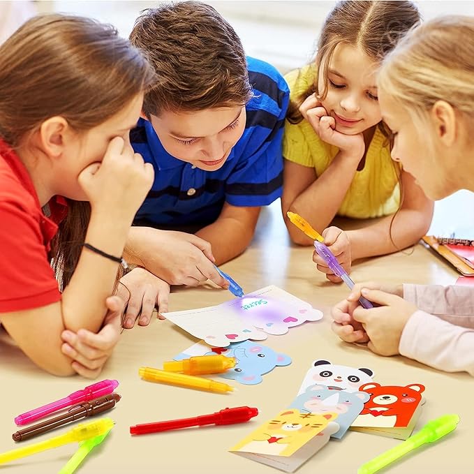 36PCS Invisible Ink Pens with UV Light, Spy Pens with Animal Cards & Goodie Bags, Party Favors for Kids 8-12, Classroom Prizes, Stocking Stuffers-DeskLoop Office