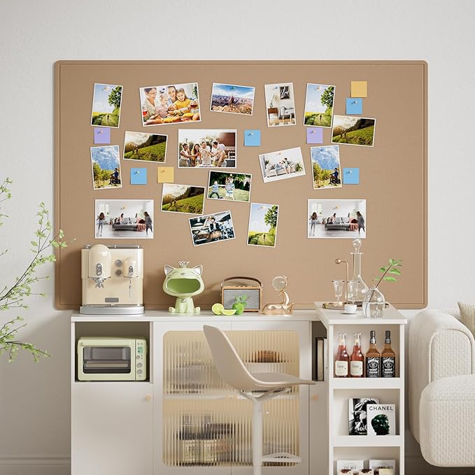 MaxGear Extra Large Bulletin Board 72" x 48", Foldable Felt Board Vision Board Supplies, Cork Board for Office, Home, School, Small Pin Boards for Walls Decorative Display Board Beige Brown-DeskLoop Office