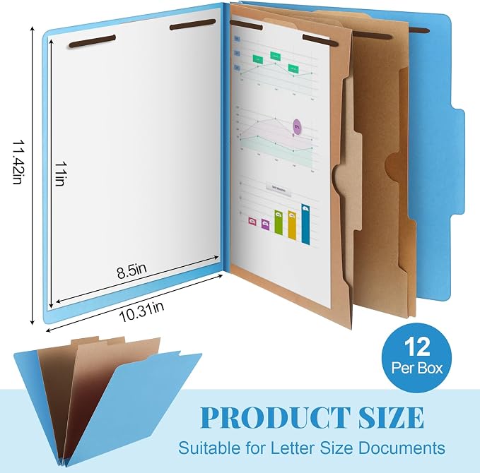 Skyygemm 12 Pcs Classification Folders Letter Size, 2 Pocket Dividers - Image 2
