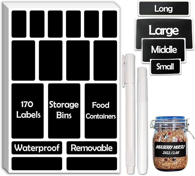JIEHENG 170Pcs Black Removable Labels by JIEHENG