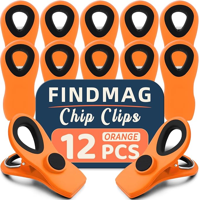 FINDMAG Chip Clips, Bag Clips, 12 Pack Plastic Clip by FINDMAG