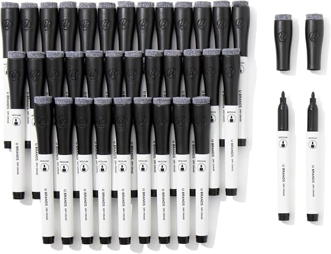 U Brands Dry Erase Markers Medium Tip Set, 36 Pack, Low Odor Ink, Dry Erase by UBrands