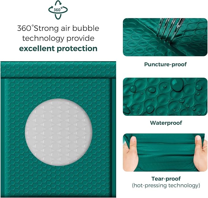 Fuxury Forest Green Bubble Mailers 8.5x12" Usable 8.5x11" Padded Envelopes | 25 - Image 3