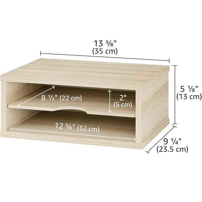 Ballucci 2-Tier Wooden Desk Organizer, Office Desk Organization, Mail Sorter - Image 3