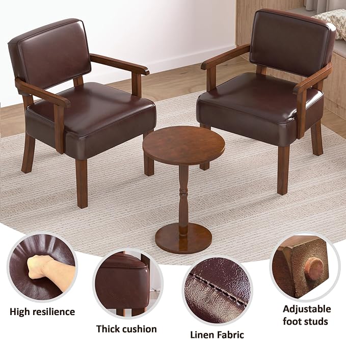 Accent Chair, PU Leather Living Room Chairs Oversize with Soft Seat and Armrests for Living Room Dinning Room Bedroom Reading Room Waiting Room-DeskLoop Office