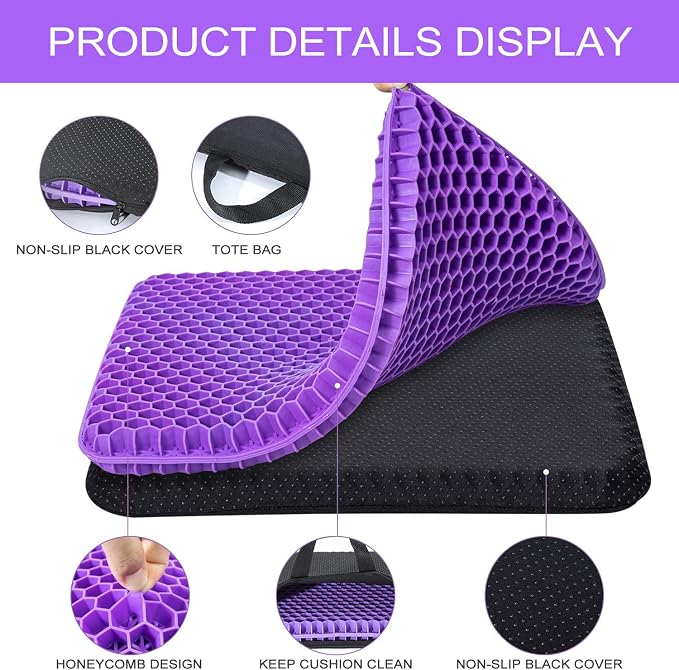 Gel Seat Cushion, for Long Sitting -Double Thick Gel Seat Cushion Breathable - Image 3