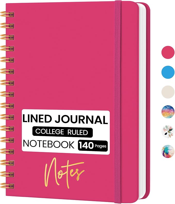 CICPAP Lined Spiral Journal Notebook, A5 College Ruled Notebook by CICPAP