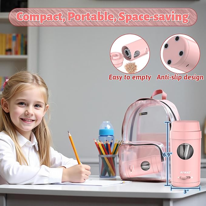 AFMAT Electric Pencil Sharpener, Auto in & Out, Fully Automatic Pencil Sharpener - Image 6
