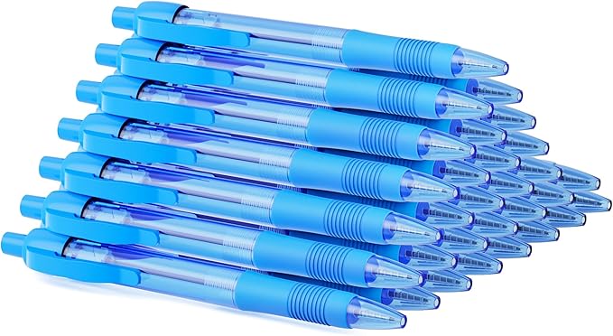 deegtran Pens Bulk, 30 Pack No Bleed Sky Blue Ink Click Pens by DEEGTRANPENS