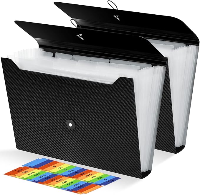 2Pcs Expanding File Folder, 13 Pockets Accordion File Holder Organizer by Nicecho