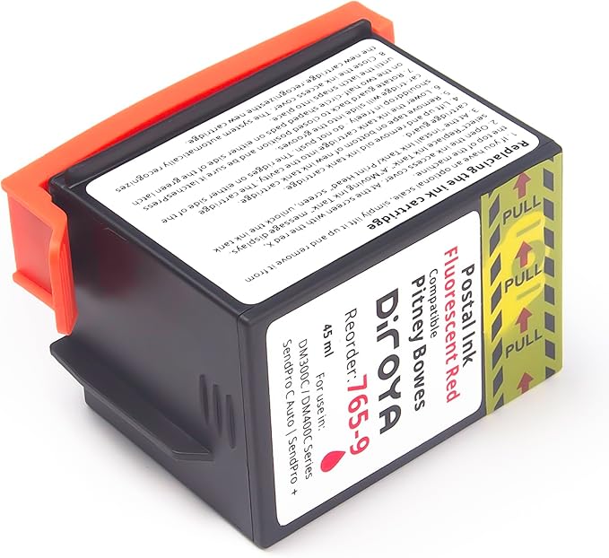 765-9 Ink Cartridge High Yield Replacement for Compatible Pitney Bowes SendPro C Auto DM300c DM400c DM450c DM475c and G900 Postage Meter Red Ink Fluorescent-DeskLoop Office