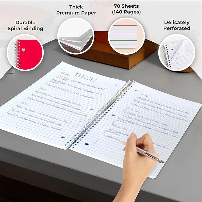Rosmonde 1 Subject Notebook College Ruled, 6 Pack, 70 Sheets, 8 x 10-1/2" - Image 2