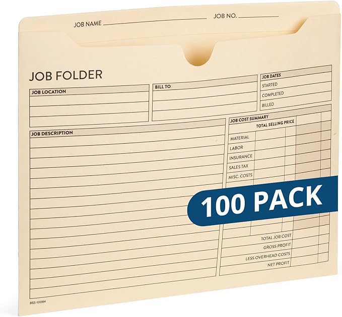 100 Blue Summit Supplies Job Folders Construction, 10 x 12 Inches, Project by BlueSummitSupplies