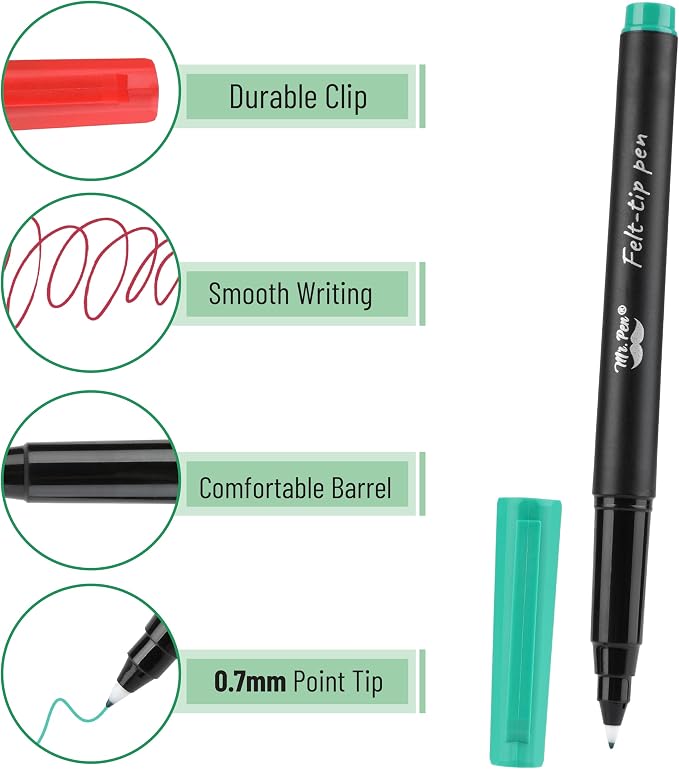 Mr. Pen- Felt Tip Pens, 16 Pack, Fast Dry | Fine Felt Tip Pens - Image 3