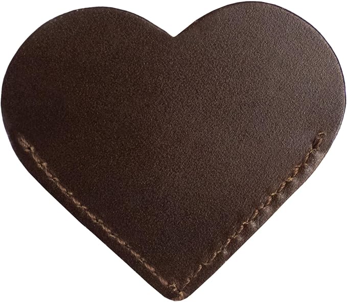 Jack&Chris Genuine Leather Heart Bookmark, Handmade Stitched Corner Page by JackChris