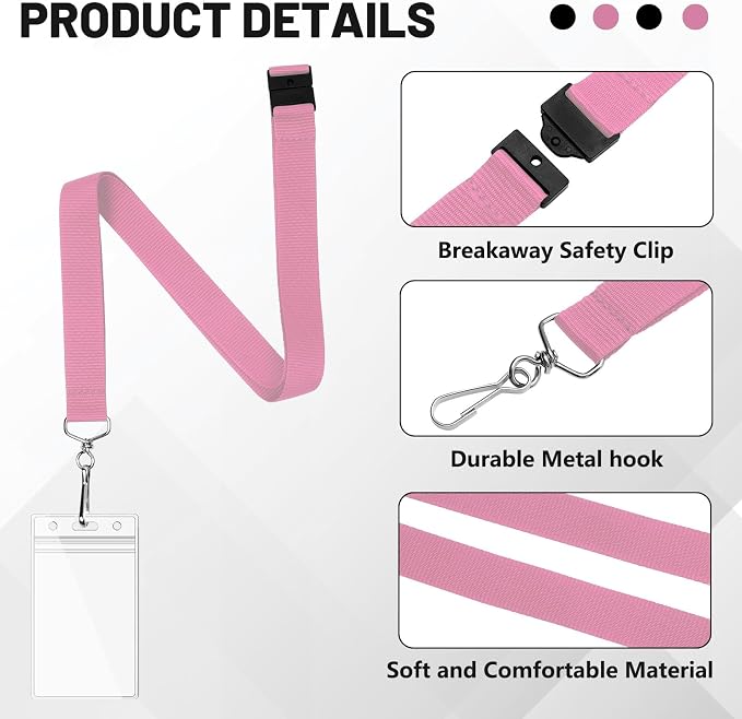 12-Pack Pink Breakaway Lanyards - Image 4