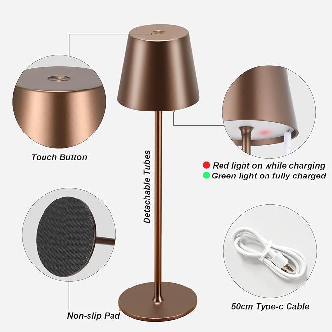 Cordless Table Lamp Rechargeable Brown - Image 6