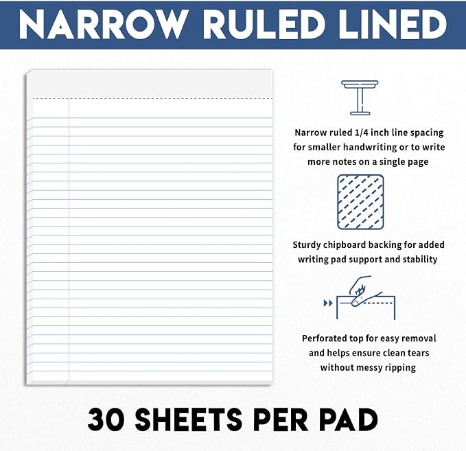 Note Pads 5.5 x 8.5 Small Legal Pads Wide Ruled Lined Writing Note Pads - Image 4
