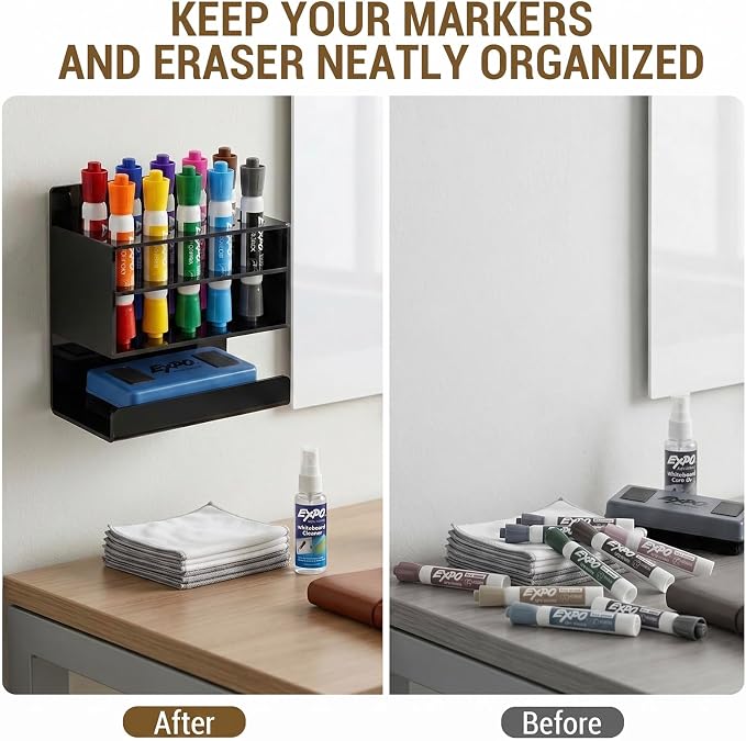 MyGift Dry Erase Marker Holder 10 Slots Whiteboard Marker Holder - Image 2