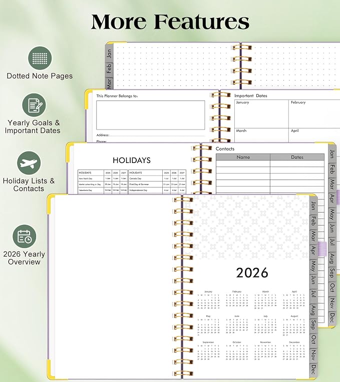 2026 Planner, Hardcover Leather Weekly and Monthly Planner, January 2026 - Image 6