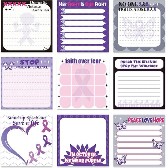Lovarywow Domestic Violence Awareness Sticky Notes Gifts, 9 Pack Domestic by Lovarywow