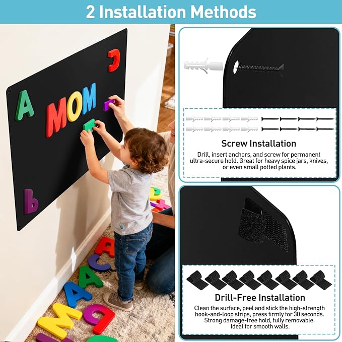 MAXECHO 2 Pack Black Magnetic Bulletin Board, 17.5"×13.5" Magnet Boards - Image 3