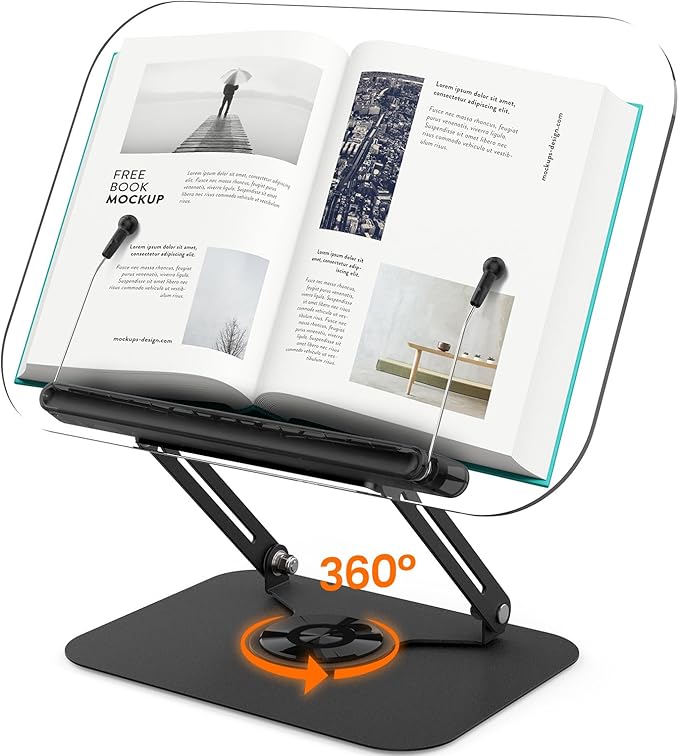 BYMECOST Acrylic Book Stand for Reading, Adjustable Book Holder by BYMECOST