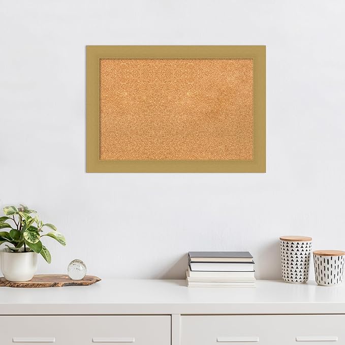 Amanti Art Natural Cork Board for Wall, 20x28 Vision Board with Gold Frame, Medium Corkboard Office Decor for Home Organization, Casual Corkboard Pinboard to display items for home organization-DeskLoop Office