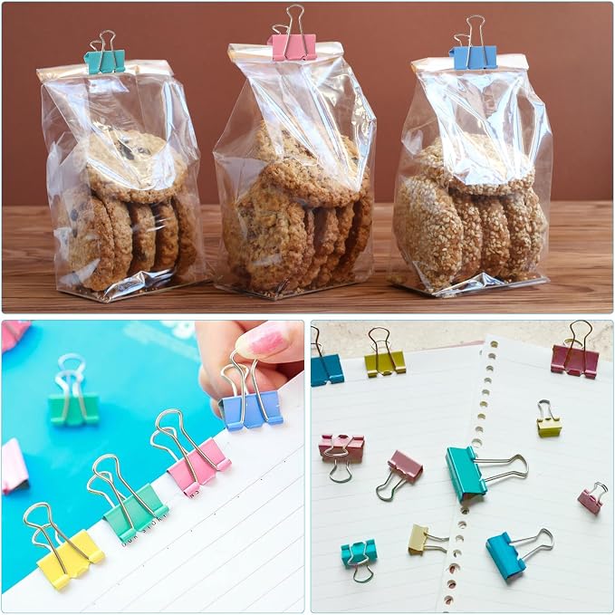 40-Pack Colorful Binder Clips, Strong-Binder Clamps - Image 7