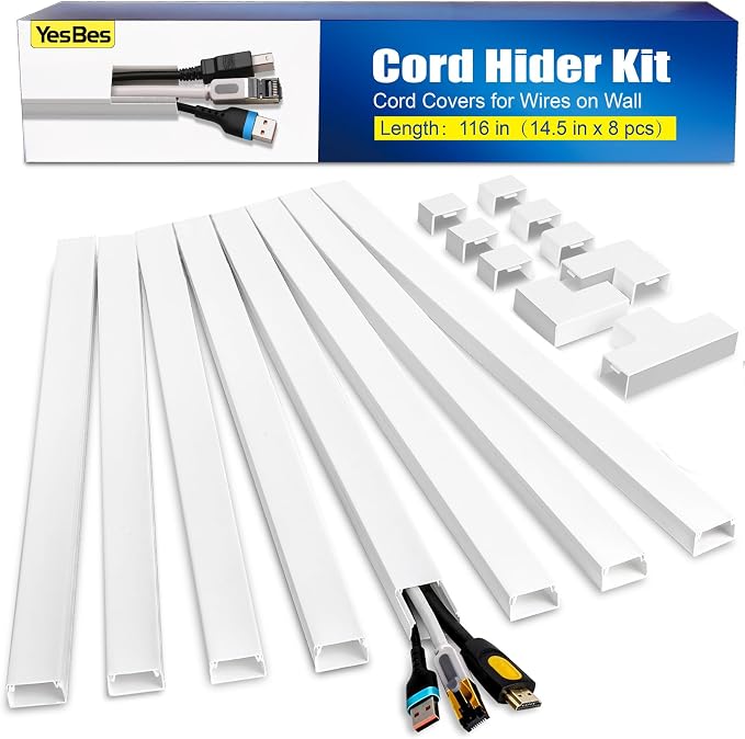 YesBes 116in Cord Hider Kit, Cord Covers by YesBes