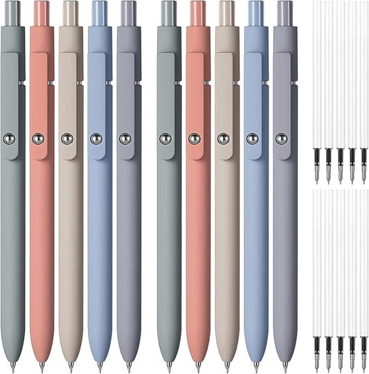 Thenshop Gel Ink Pen Retractable Ballpoint Pens with 0.5 mm Black Click Refill Smooth Writing Cute Quick Dry Fine Point Piloting Aesthetic(20 Pcs,Morandi Color)
