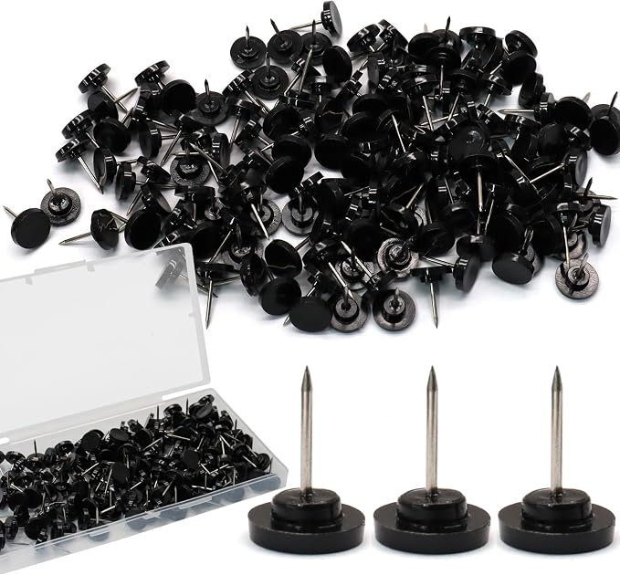 Biaungdo 150 Pcs Black Flat Push Pins, Plastic Round Head Thumb Tacks - Image 7
