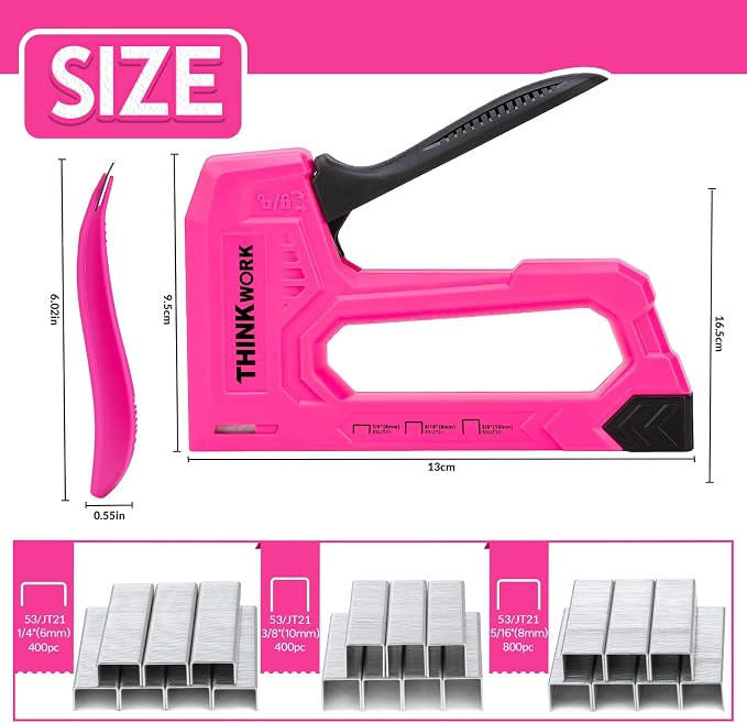THINKWORK Light Duty Staple Gun, 3/8" and Staple Remover, Women Fabric Stapler - Image 2
