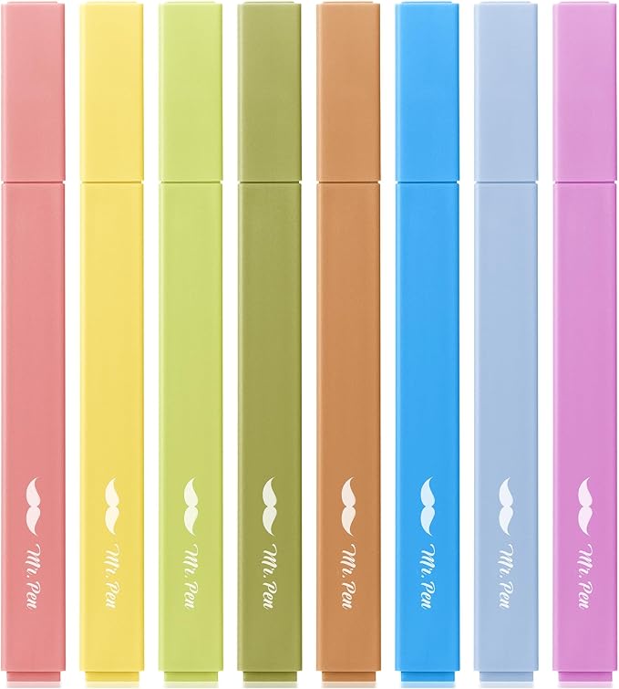 Mr. Pen- Aesthetic Highlighters No Bleed, 8 Pack, Autumn Colors, Chisel Tip | by MrPen