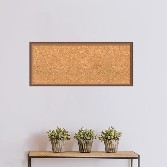 Amanti Art Natural Cork Board for Wall, 18x42 Vision Board with Bronze Frame, Large Corkboard Office Decor for Home Organization, Modern Corkboard Pinboard to Display Items for Home Organization in-DeskLoop Office