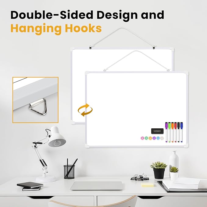 Dry Erase Board for Wall, 6 Magnets and 3 Mini Sticky Notes, Large White Board - Image 4