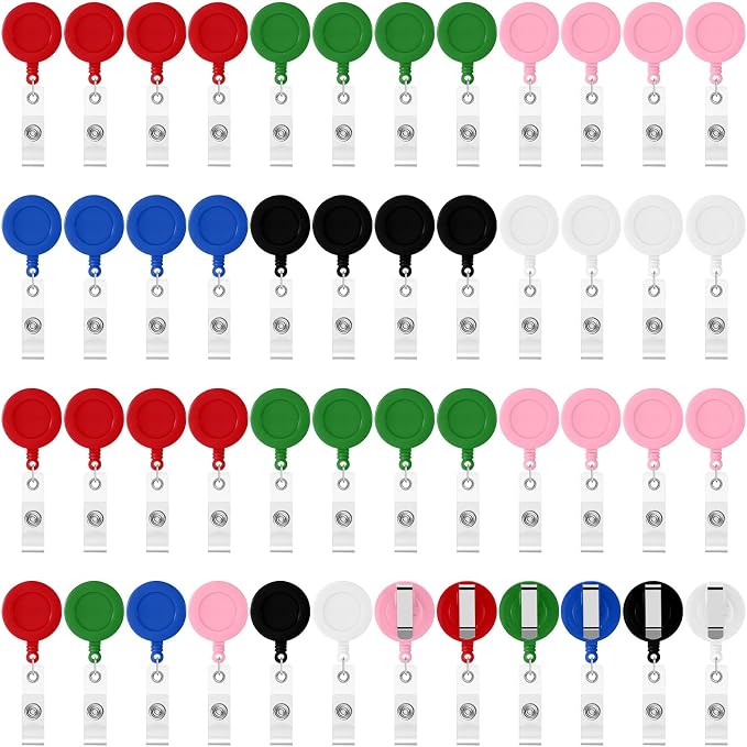 Harloon 150 Pcs Retractable Badge Reel Teacher Clips Holder Mixed Solid Color by Muasung