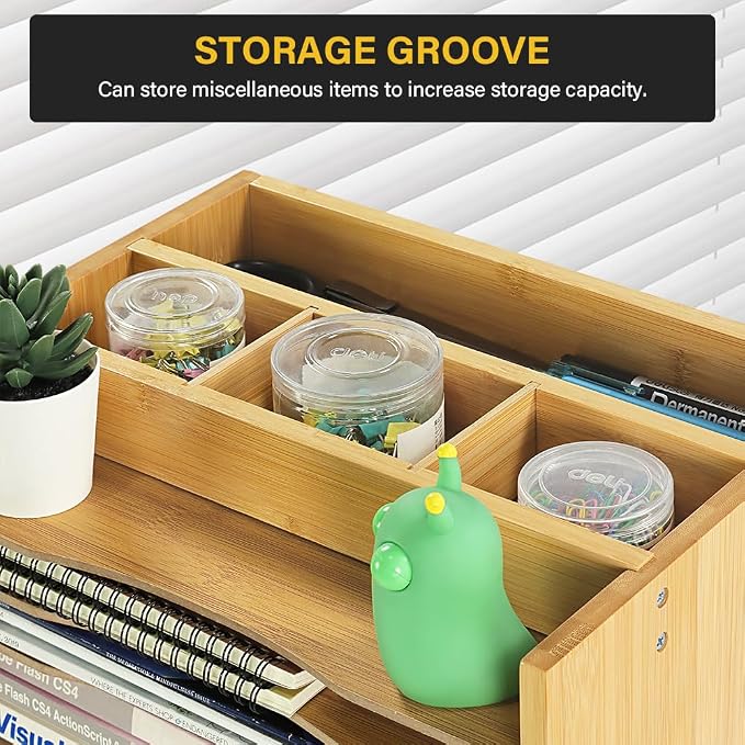 WKWKER 5-Tiers Bamboo File Organizer Paper Organizer Mail Sorter Document - Image 5